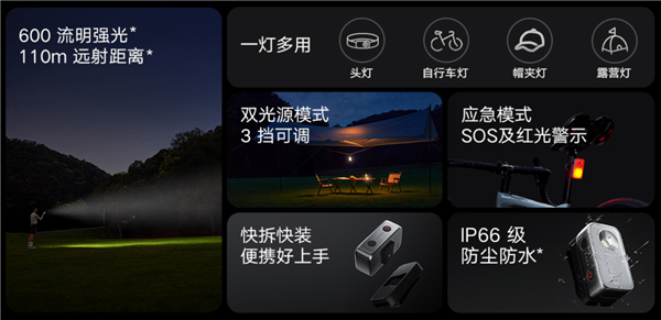 ！小米米家户外多功能灯开售：129元瓦力娱乐棋牌600流明、110米远射(图4)